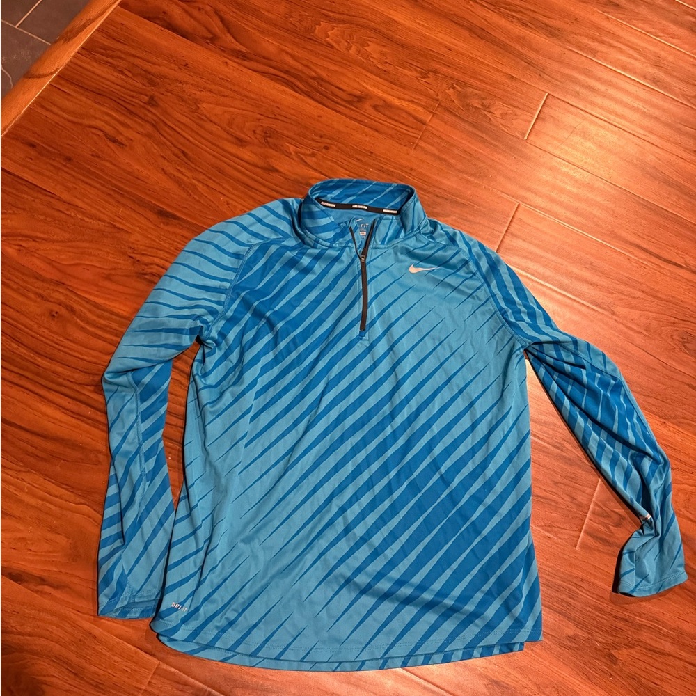 Nike Blue Striped Performance Top